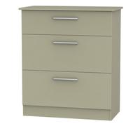 Trent 3 Drawer Deep Chest Of Drawers In Mushroom & Mushroom Matt (Ready Assembled)
