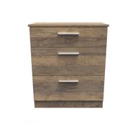 Trent 3 Drawer Deep Chest Of Drawers In Vintage Oak (Ready Assembled)