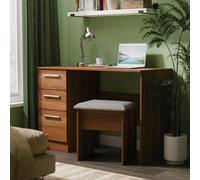 Trent 3 Drawer Desk In Noche Walnut (Ready Assembled)