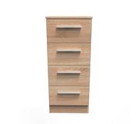 Trent 4 Drawer Bedside Cabinet In Black & Black Matt (Ready Assembled)