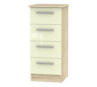 Trent 4 Drawer Bedside Cabinet In Cream & Bardolino Oak (Ready Assembled)