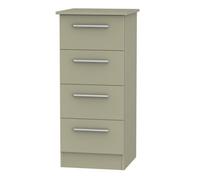 Trent 4 Drawer Bedside Cabinet In Mushroom & Mushroom Matt (Ready Assembled)