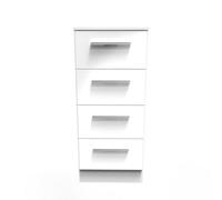 Trent 4 Drawer Bedside Cabinet In White & White Matt (Ready Assembled)