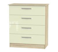 Trent 4 Drawer Chest Of Drawers In Cream & Bardolino Oak (Ready Assembled)
