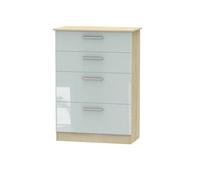 Trent 4 Drawer Deep Chest Of Drawers In Grey & Bardolino Oak (Ready Assembled)