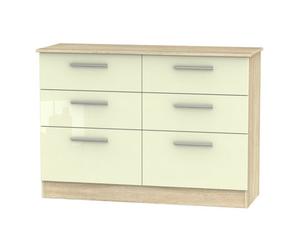 Trent 6 Drawer Midi Chest Of Drawers In Cream & Bardolino Oak (Ready Assembled)