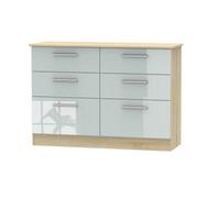 Trent 6 Drawer Midi Chest Of Drawers In Grey & Bardolino Oak (Ready Assembled)