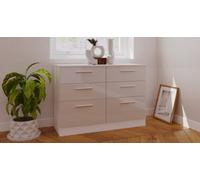 Trent 6 Drawer Midi Chest Of Drawers In Grey & White (Ready Assembled)