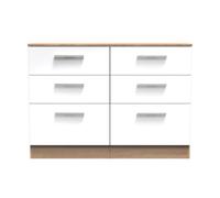 Trent 6 Drawer Wide Chest In White & Bardolino Oak (Ready Assembled)