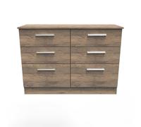 Trent 6 Drawer Wide Chest (Ready Assembled) Ready Assembled 2 U Dark Brown One Size