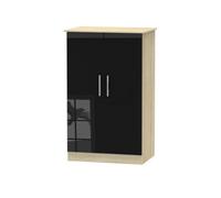 Trent Double Midi Wardrobe In Black Gloss & Black Matt (Ready Assembled)