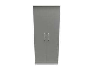 Trent Double Wardrobe In Dusk Grey & White Matt (Ready Assembled)