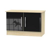 Trent Low 2 Door Sideboard In Black Gloss & Black Matt (Ready Assembled)