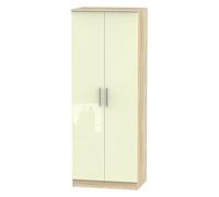 Trent Tall Double Hanging Wardrobe In Cream & Bardolino Oak (Ready Assembled)