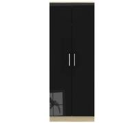 Trent Tall Plain Wardrobe In Black Gloss & Black Matt (Ready Assembled)