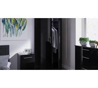 Trent Tall Plain Wardrobe In Black Gloss & Black Matt (Ready Assembled)