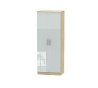 Trent Tall Plain Wardrobe In Grey Gloss & Bardolino Oak (Ready Assembled)
