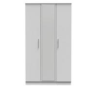 Trent Tall Triple Mirrored Wardrobe In Grey & White (Ready Assembled)
