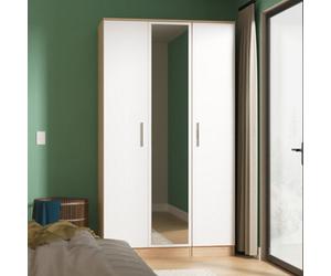Trent Tall Triple Mirrored Wardrobe In White Matt & Black Matt (Ready Assembled)