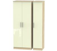 Trent Tall Triple Plain Wardrobe In Cream & Bardolino Oak (Ready Assembled)