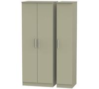 Trent Tall Triple Plain Wardrobe In Mushroom Gloss & Mushroom Matt (Ready Assembled)