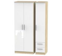 Ready Assembled 2 U Trent Tall Triple Plain + Drawer Wardrobe (Ready Assembled) in White Ready Assembled 2 U White