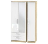 Ready Assembled 2 U Trent Triple Mirror Wardrobe with 2 Drawers (Ready Assembled) in White Ready Assembled 2 U White