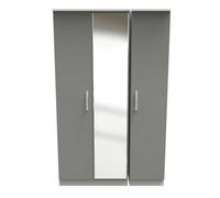 Trent Triple Mirrored Wardrobe In Dusk Grey & White Matt (Ready Assembled)