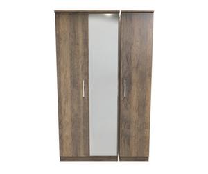 Trent Triple Mirrored Wardrobe In Vintage Oak (Ready Assembled)