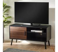 Trent TV Unit - 1 Door - 100cm - Compact - Walnut and Black - Oak Effect