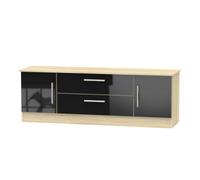 Trent Wide 2 Door 2 Drawer Tv Unit In Black & Black Matt (Ready Assembled)