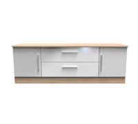 Trent Wide 2 Door 2 Drawer Tv Unit In Grey & Bardolino Oak (Ready Assembled)