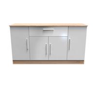 Trent Wide 4 Door 1 Drawer Sideboard In Grey & Bardolino Oak (Ready Assembled)