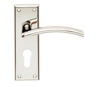 Trenta Lever on Backplate Satin Chrome Finish Solid Zinc Architectural Handle Set for Contemporary Internal Doors (Euro Profile, Polished Nickel)