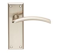 Trenta Lever on Backplate Satin Chrome Finish Solid Zinc Architectural Handle Set for Contemporary Internal Doors (Latch, Satin Nickel)