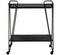 Trento Cart Table - Glass with Black Metal Base