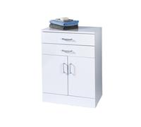 Trento Freestanding White Gloss Bathroom Cabinet Double Drawer Storage Unit