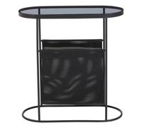 Trento Side Table - Glass Mesh with Black Metal Base