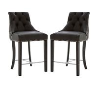 trento upholstered black faux leather bar chairs in a pair