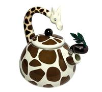 Trenton Gifts Giraffe Design Whistling Tea Kettle - Enamel on Steel Teakettle for Stove Top - Cute Kitchen Accessories - 2.1 Quart