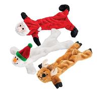 Trenton Gifts Stuffing Free Holiday Dog Toys | Set of 3 | Santa, Snowman, Reindeer