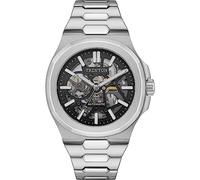 TRENTON The Catalina Mens 44.5mm Automatic Watch with Black Skeleton Dial and Stainless Steel Bracelet T00501
