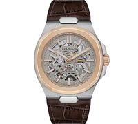 TRENTON The Catalina Mens 44.5mm Automatic Watch with Grey Skeleton Dial and Brown Leather Strap T00503