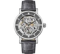 TRENTON The Herald Mens 40mm Automatic Watch with Silver Skeleton Dial and Grey Leather Strap T00301