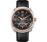 TRENTON The Michigan Mens 45mm Automatic Watch with Black Open Heart Dial and Black Leather Strap T00202