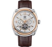 TRENTON The Michigan Mens 45mm Automatic Watch with White Open Heart Dial and Brown Leather Strap T00201