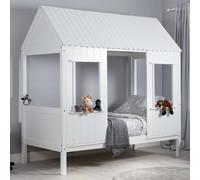 trenton wooden single bed in white