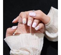 TRENTSNOOK 10pcs handmade false nails YES or NO cute three-dimensional short Press on nails(L)