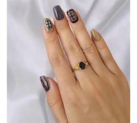 TRENTSNOOK 10pcs Handmade Press on nails Bohemian style cat-eye base gel hand-painted totem short false nails finished nail art pieces(M)
