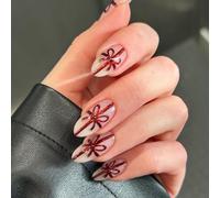 TRENTSNOOK 24pcs Almond Press on nails French Acrylic False Nails,Everyday life, Christmas, Valentine's Day or parties, dances, dates can be any combination of beautiful fingertip ornaments(JP3451)